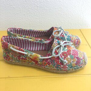 NWOT Sperry Top-sider, flat espadrille, flower fabric, vibrant colors 7.5M